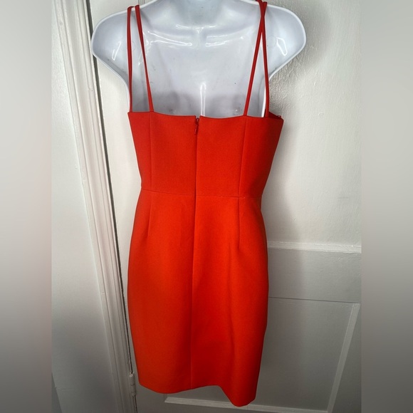 BCBGMAXAZRIA Revolve Linzee Red Orange Strappy Dress With Netting - Picture 8 of 10